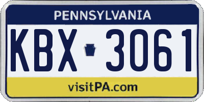 PA license plate KBX3061