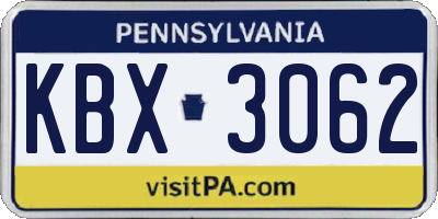 PA license plate KBX3062