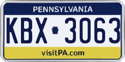 PA license plate KBX3063