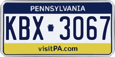 PA license plate KBX3067