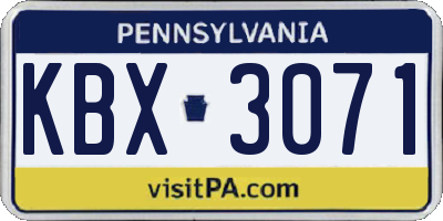 PA license plate KBX3071