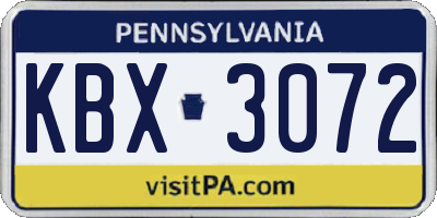 PA license plate KBX3072