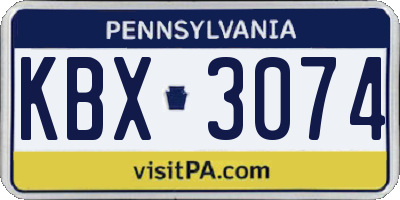 PA license plate KBX3074