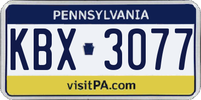PA license plate KBX3077