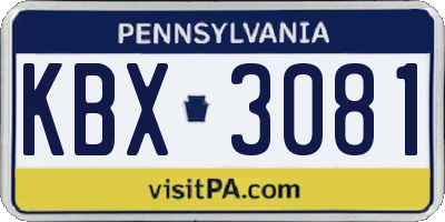 PA license plate KBX3081