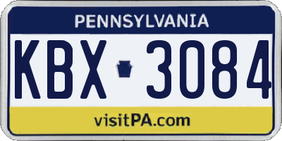 PA license plate KBX3084