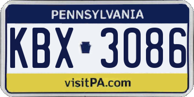 PA license plate KBX3086