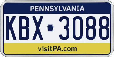 PA license plate KBX3088