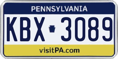 PA license plate KBX3089