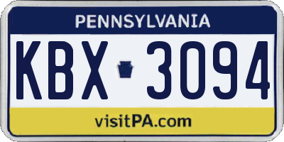 PA license plate KBX3094