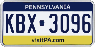 PA license plate KBX3096