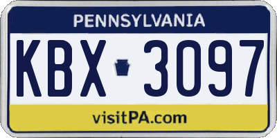 PA license plate KBX3097