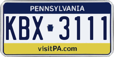PA license plate KBX3111