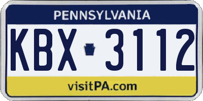 PA license plate KBX3112