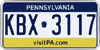 PA license plate KBX3117