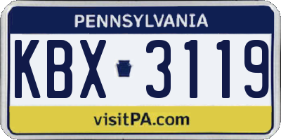 PA license plate KBX3119
