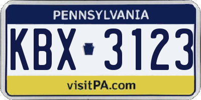 PA license plate KBX3123