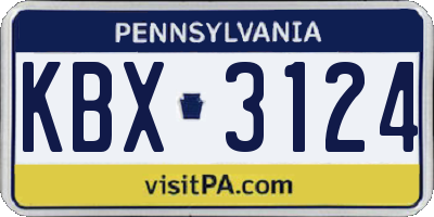 PA license plate KBX3124