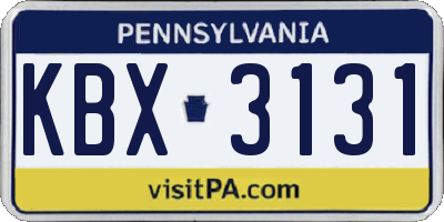 PA license plate KBX3131
