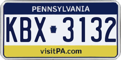 PA license plate KBX3132