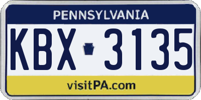 PA license plate KBX3135