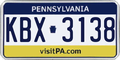 PA license plate KBX3138