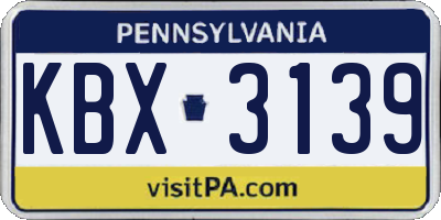 PA license plate KBX3139