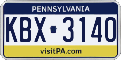 PA license plate KBX3140