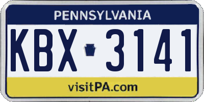 PA license plate KBX3141
