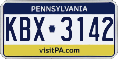 PA license plate KBX3142
