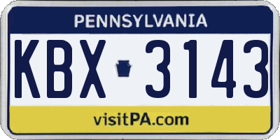 PA license plate KBX3143