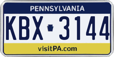 PA license plate KBX3144