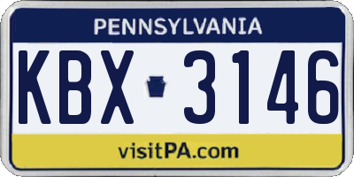 PA license plate KBX3146