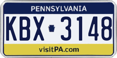 PA license plate KBX3148