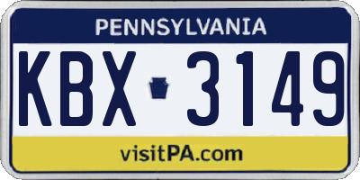 PA license plate KBX3149