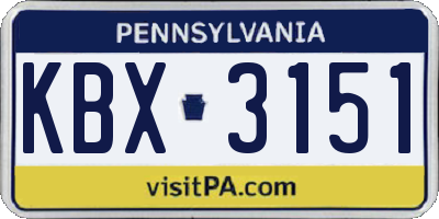 PA license plate KBX3151