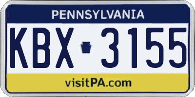 PA license plate KBX3155