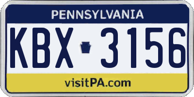 PA license plate KBX3156