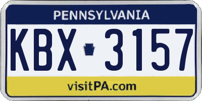 PA license plate KBX3157