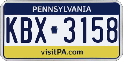 PA license plate KBX3158