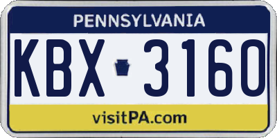PA license plate KBX3160