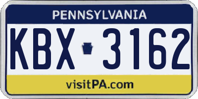 PA license plate KBX3162