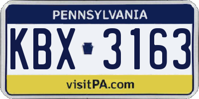PA license plate KBX3163