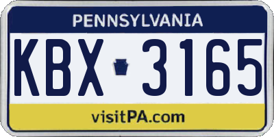 PA license plate KBX3165