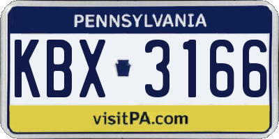 PA license plate KBX3166