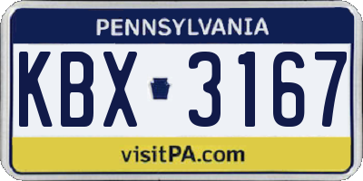 PA license plate KBX3167