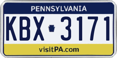 PA license plate KBX3171