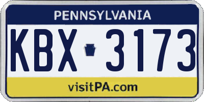 PA license plate KBX3173