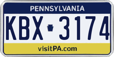 PA license plate KBX3174