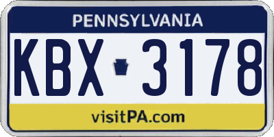 PA license plate KBX3178